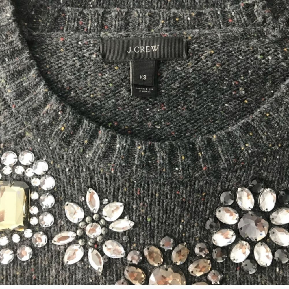 J CREW Lambswool Donegal Jeweled Sweater XSMALL - Picture 6 of 10